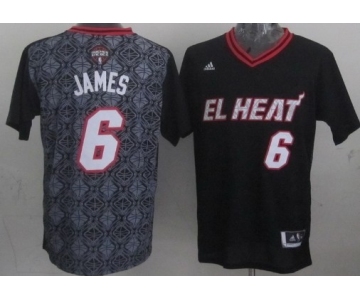 Miami Heat #6 LeBron James Revolution 30 Swingman 2014 Noche Latina Black Jersey