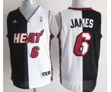 Miami Heat #6 LeBron James Revolution 30 Swingman Black/White Two Tone Jersey