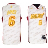 Miami Heat #6 LeBron James Revolution 30 Swingman White With Gold Jersey
