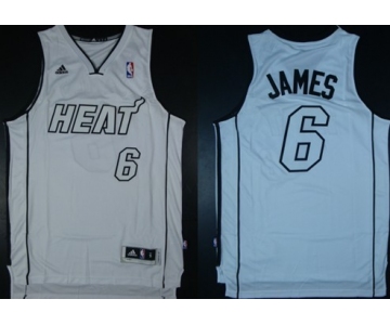 Miami Heats #6 LeBron James Revolution 30 Swingman White Big Color Jersey