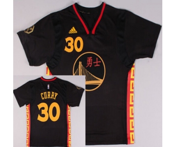 Golden State Warriors #30 Stephen Curry Revolution 30 Swingman 2015 Chinese Black Fashion Jersey