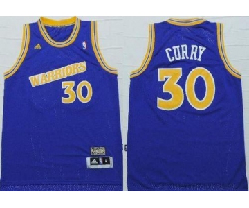 Golden State Warrlors #30 Stephen Curry Blue Throwback  Stitched NBA Jersey