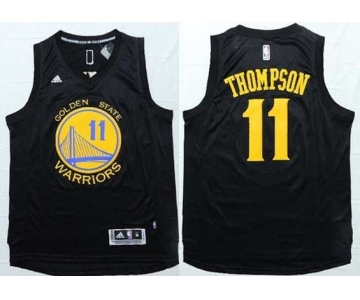 Men's Golden State Warriors #11 Klay Thompson Revolution 30 Swingman 2014 New Black With Gold Jersey