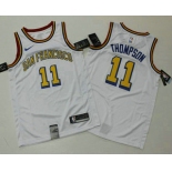 Men's Golden State Warriors #11 Klay Thompson White 2019 Nike Swingman Printed NBA Jersey