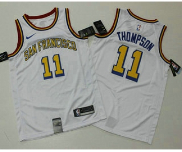 Men's Golden State Warriors #11 Klay Thompson White 2019 Nike Swingman Printed NBA Jersey