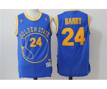 Men's Golden State Warriors #24 Rick Barry Blue Hardwood Classics Soul Swingman Throwback The City Jersey