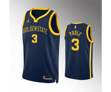 Men's Golden State Warriors #3 Jordan Poole Navy Statement EditionStitched Jersey
