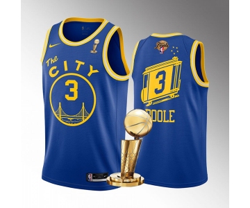 Men's Golden State Warriors #3 Jordan Poole Royal 2022 NBA Finals Champions Stitched Jersey