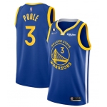 Men's Golden State Warriors #3 Jordan Poole Royal With No.6 Patch Stitched Jersey