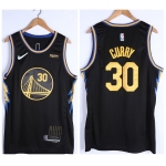 Men's Golden State Warriors #30 Stephen Curry 75th Anniversary Black Stitched Basketball Jersey