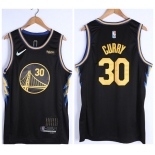 Men's Golden State Warriors #30 Stephen Curry 75th Anniversary Black Stitched Basketball Jersey