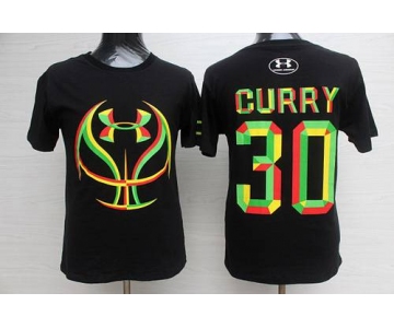 Men's Golden State Warriors #30 Stephen Curry NBA Black Candy T-Shirt