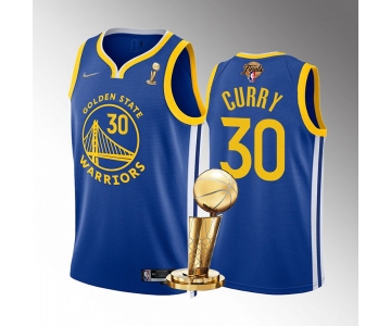 Mens Golden State Warriors #30 Stephen Curry Royal 2022 NBA Finals Champions Stitched Jersey