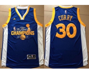 Men's Golden State Warriors #30 Stephen Curry Royal Blue 2017 The Finals Championship Stitched NBA adidas Swingman Jersey