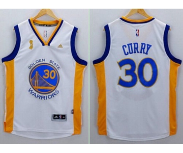 Men's Golden State Warriors #30 Stephen Curry White 2015 Championship Patch Jersey