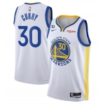 Men's Golden State Warriors #30 Stephen Curry White With No.6 Patch Stitched Jersey
