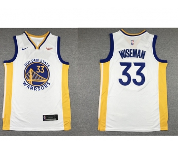 Men's Golden State Warriors #33 James Wiseman White 2019 Nike Swingman NEW Rakuten Logo Stitched NBA Jersey