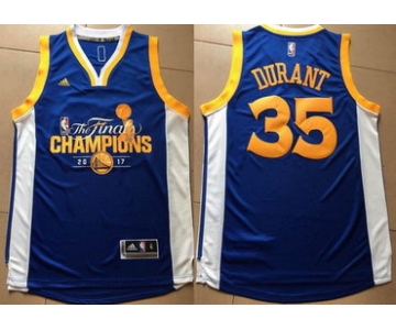 Men's Golden State Warriors #35 Kevin Durant Royal Blue 2017 The Finals Championship Stitched NBA adidas Swingman Jersey