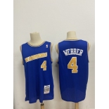 Men's Golden State Warriors #4 Chris Webber Blue 1990-94 Hardwood Classics Mesh Jersey