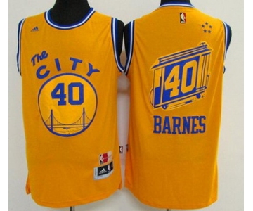 Men's Golden State Warriors #40 Harrison Barnes Revolution 30 Swingman 2015-16 Retro Yellow Jersey