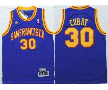 Men's San Francisco Warriors #30 Stephen Curry San Francisco Blue Hardwood Classics Soul Swingman Throwback Jersey