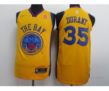 Nike Golden State Warriors #35 Kevin Durant Gold City Edition Authentic Jersey