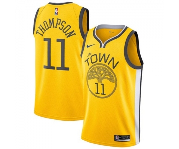 Nike Warriors #11 Klay Thompson Gold NBA Swingman Earned Edition Jersey