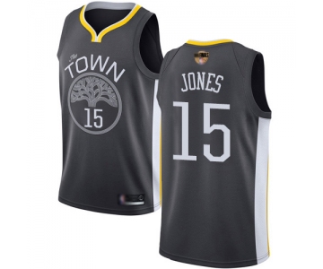 Warriors #15 Damian Jones Black 2019 Finals Bound Basketball Swingman Statement Edition Jersey