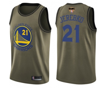 Warriors #21 Jonas Jerebko Green 2019 Finals Bound Basketball Swingman Salute to Service Jersey