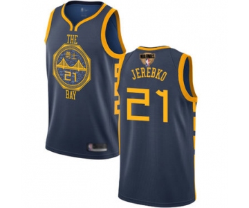 Warriors #21 Jonas Jerebko Navy 2019 Finals Bound Basketball Swingman City Edition 2018-19 Jersey