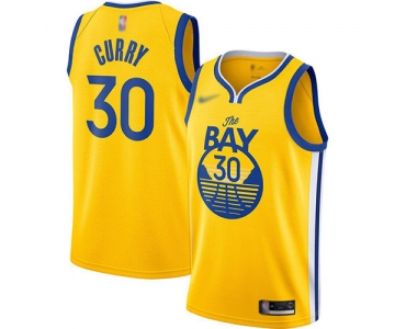 Warriors #30 Stephen Curry Gold Basketball Swingman Statement Edition 2019-2020 Jersey