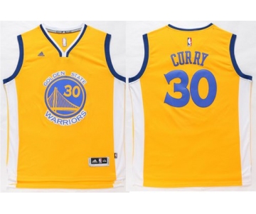Warriors #30 Stephen Curry Gold Stitched NBA Jersey