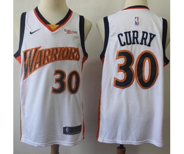 Warriors #30 Stephen Curry White Throwback Basketball Swingman Hardwood Classics 2009-10 Jersey