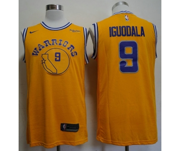 Warriors 9 Andre Iguodala Yellow Throwback Nike Swingman Jersey