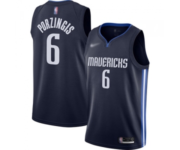 Mavericks #6 Kristaps Porzingis Navy Basketball Swingman Statement Edition 2019-2020 Jersey