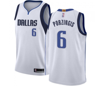 Mavericks #6 Kristaps Porzingis White Basketball Swingman Association Edition Jersey