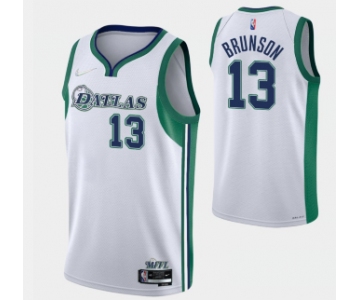 Men's Dallas Mavericks #13 Jalen Brunson White Nike Diamond 2022 City Edition Swingman Stitched Jersey