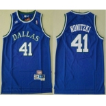 Men's Dallas Mavericks #41 Dirk Nowitzki Light Blue Hardwood Classics Soul Swingman Throwback Jersey