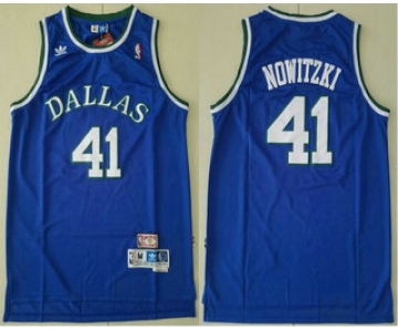 Men's Dallas Mavericks #41 Dirk Nowitzki Light Blue Hardwood Classics Soul Swingman Throwback Jersey