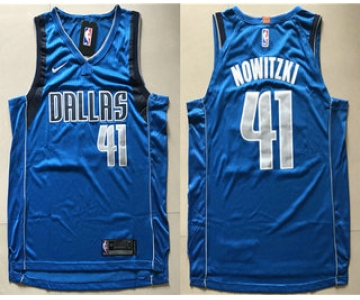 Men's Dallas Mavericks #41 Dirk Nowitzki New Blue 2017-2018 Nike Swingman Wish Stitched NBA Jersey