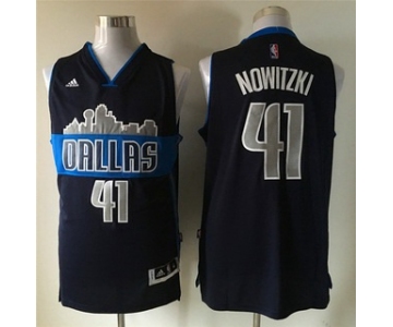 Men's Dallas Mavericks #41 Dirk Nowitzki Revolution 30 Swingman The City Navy Blue Jersey
