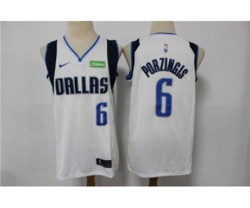 Men's Dallas Mavericks #6 Kristaps Porzingis White Stitched NBA Jersey