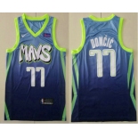 Men's Dallas Mavericks #77 Luka Doncic Blue 2020 Nike City Edition Swingman Jersey With The Sponsor Logo