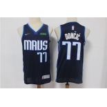 Men's Dallas Mavericks #77 Luka Doncic Navy Blue Nike Swingman 2021 Earned Edition Stitched Jersey With Sponsor Logo