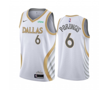 Nike Mavericks #6 Kristaps Porzingis White NBA Swingman 2020-21 City Edition Jersey
