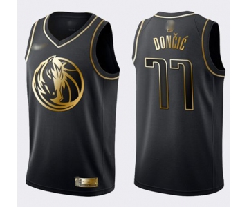 Nike Mavericks #77 Luka Doncic Black Gold NBA Swingman Limited Edition Jersey