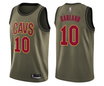 Cavaliers #10 Darius Garland Green Basketball Swingman Salute to Service Jersey