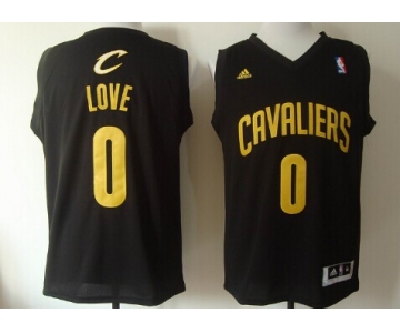 Cleveland Cavaliers #0 Kevin Love Revolution 30 Swingman Black With Gold Jersey