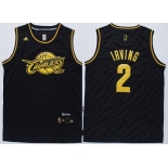 Cleveland Cavaliers #2 Kyrie Irving Revolution 30 Swingman 2014 Black With Gold Jersey