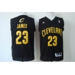 Cleveland Cavaliers #23 LeBron James Revolution 30 Swingman Black With Gold Jersey